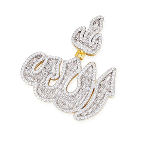 Allah (SWT)  Pendant with Baguette Moissanite Stones