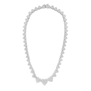 Baguette and Round VVS Moissanite Heart Motif Link Chain