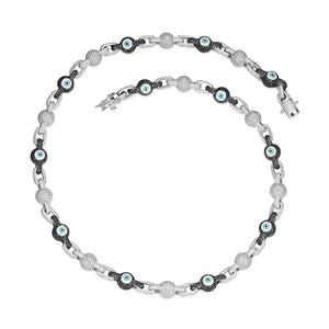 Fully Iced Out VVS Moissanite Evil Eye Necklace