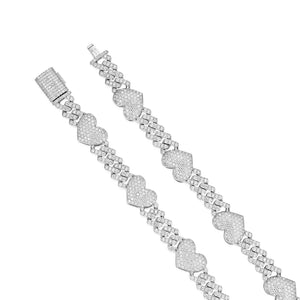 Fully Iced Out VVS Moissanite Heart Cuban Chain Necklace