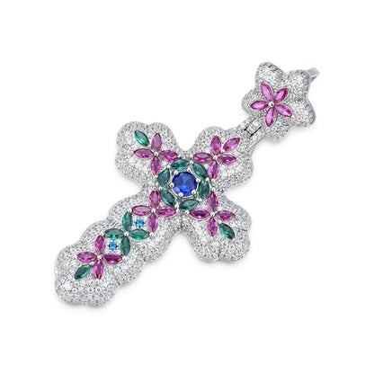 ced Out Moissanite Cross Pendant